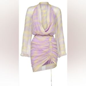 Chic Long Sleeve Dress in Soft Purple and Yellow